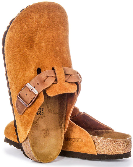 Birkenstock Boston Clogs | Mink suede leather - Braided Strap for Women